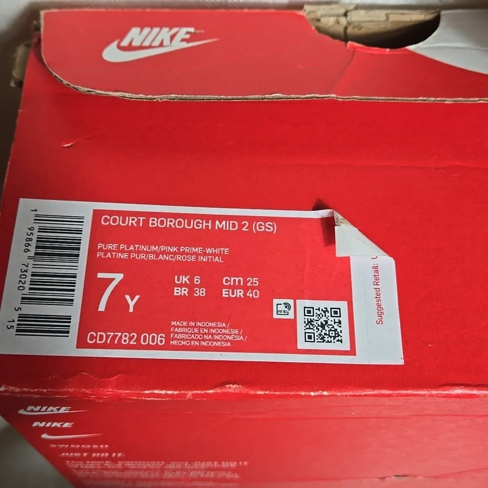 Nike Pink And White Court Borough Mid 2 Sneakers
